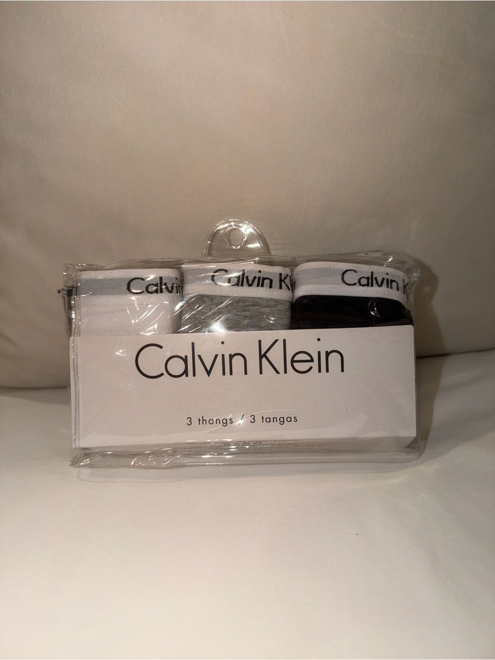 Calvin Klein 3-Pack Thongs – White, Gray, Black